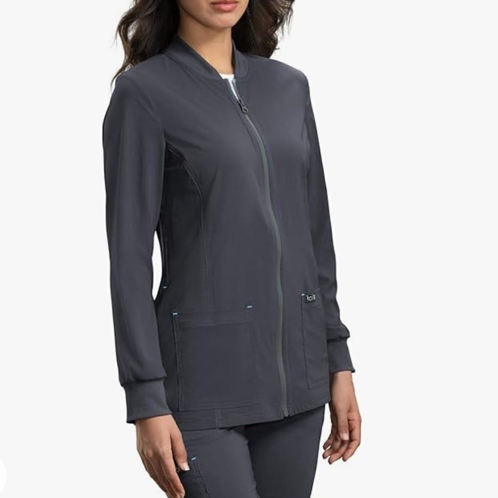 KOI Basics Andrea 450 Wm’s Sz Med Charcoal Gray Full Zip Classic Fit Jacket